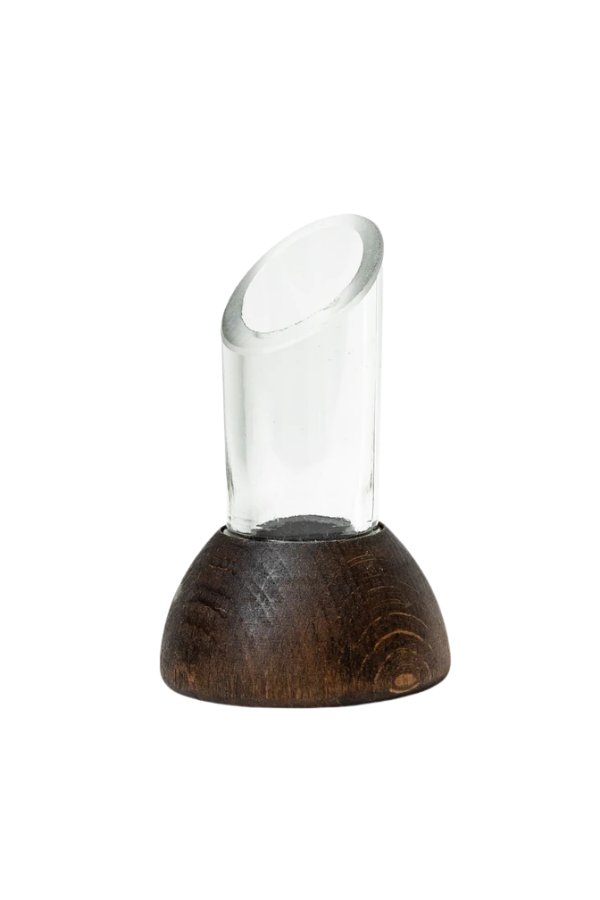 Upcycled Glass Toothpick Holder with Wooden Base